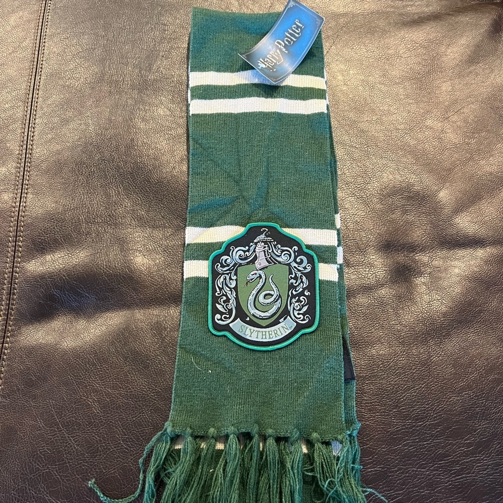 Harry Potter Green Slytherin Scarf with White Strips